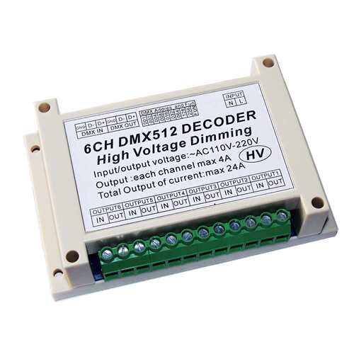 6路 DMX512，220V灯泡6CH可控硅调光数字硅箱 高压白炽灯调光器