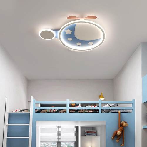 卧室灯蓝色儿童灯卡通现代简约时尚炫酷直升飞机创意吸顶灯灯具
