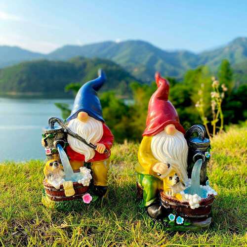 户外太阳能灯树脂工艺品摆件精灵雕像花园小矮人侏儒庭院草坪装饰