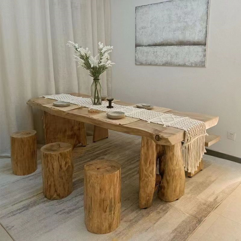 实木茶几老榆木板吧台面板定制整张松木板餐桌写字台桌面板原木