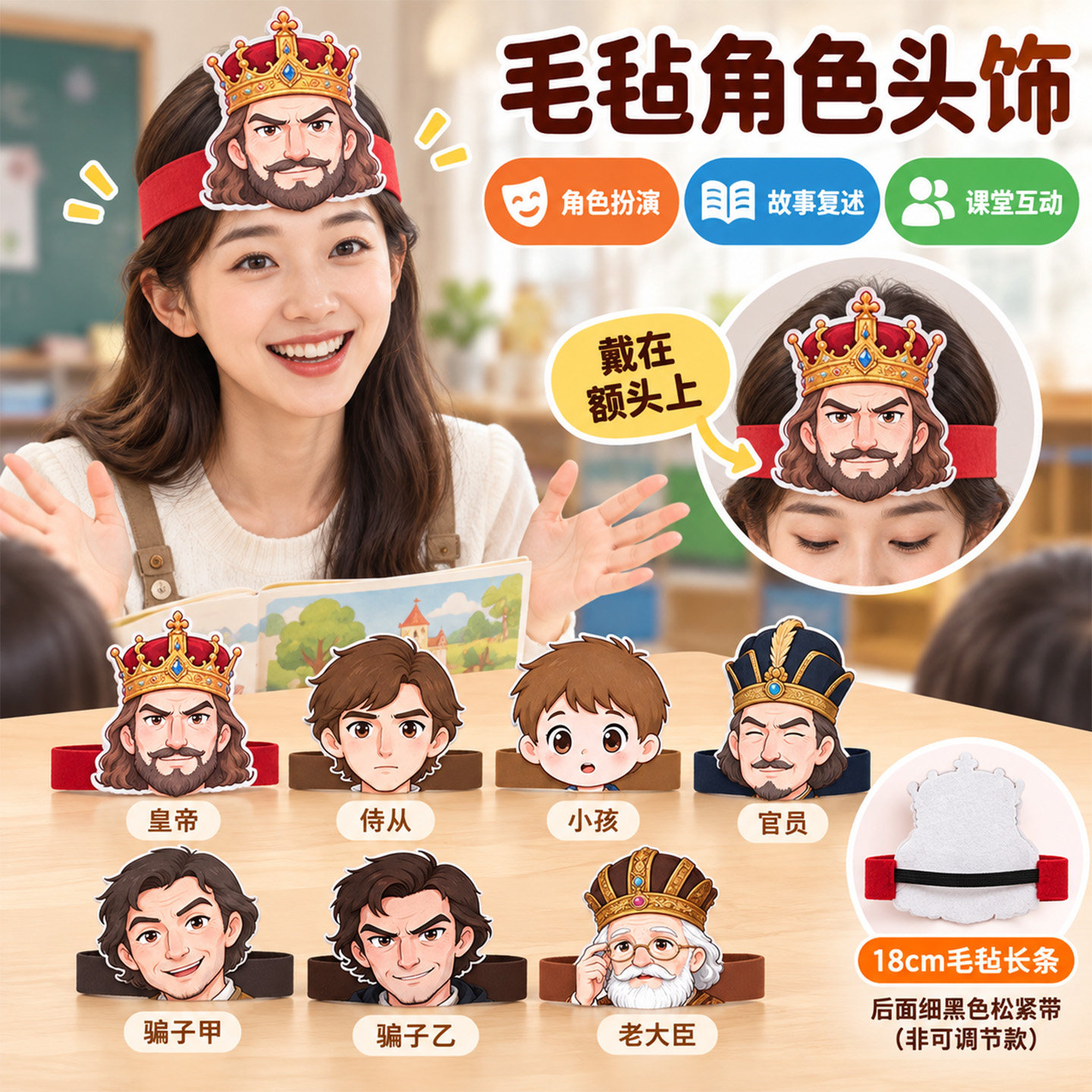 皇帝的新衣毛毡头饰故事表演道具