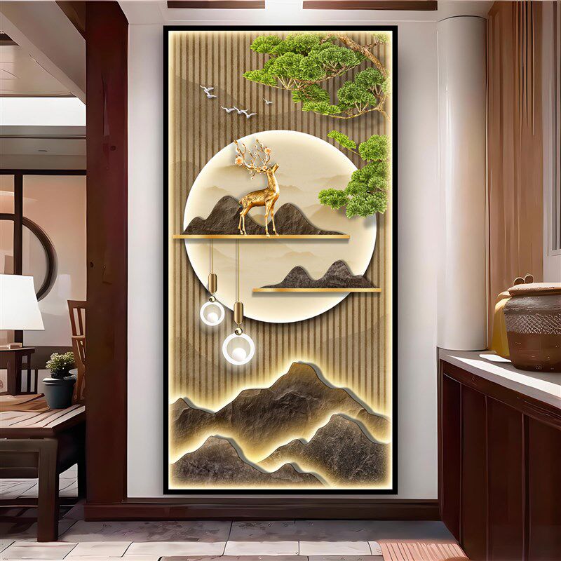 热销入户玄关装饰l画自粘墙贴画客厅背景墙走廊墙壁纸画5d立体贴