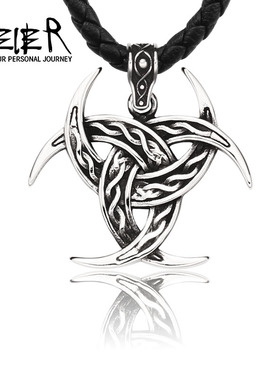 极速Beier Vikings Pendant TriplAe Horn Of Odin Valknut Neckl