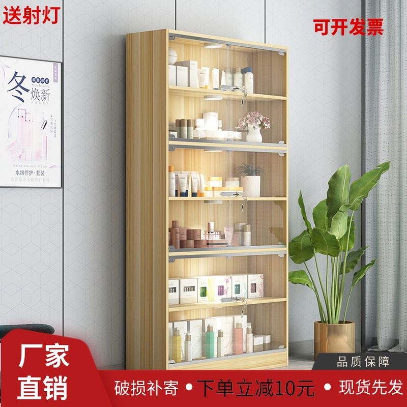 速发理发店带灯展示柜防盗柜带灯模型母婴店展示柜玻璃门展示架带