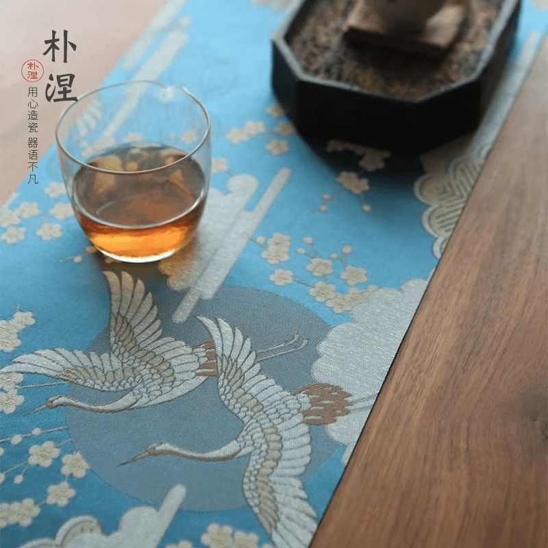 极速西阵织防水茶席仙q鹤桌旗布禅意布艺软饰茶具垫中式现代茶台,餐饮具,茶道/零配,淘宝优惠券,粉丝福利购,淘宝优惠卷