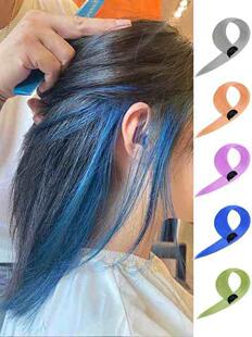 极速挂耳染发g片假发片蓝色假发挑染假发条彩色挂耳烫一片式无痕