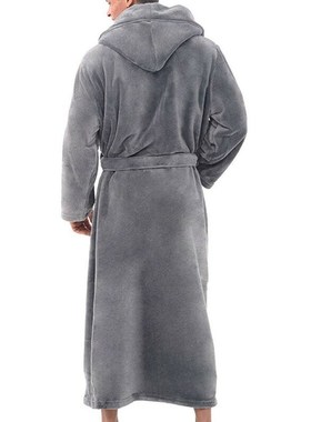 极速Robe for Men Solid Color Bzandage Bathrobe Long Sleeve H