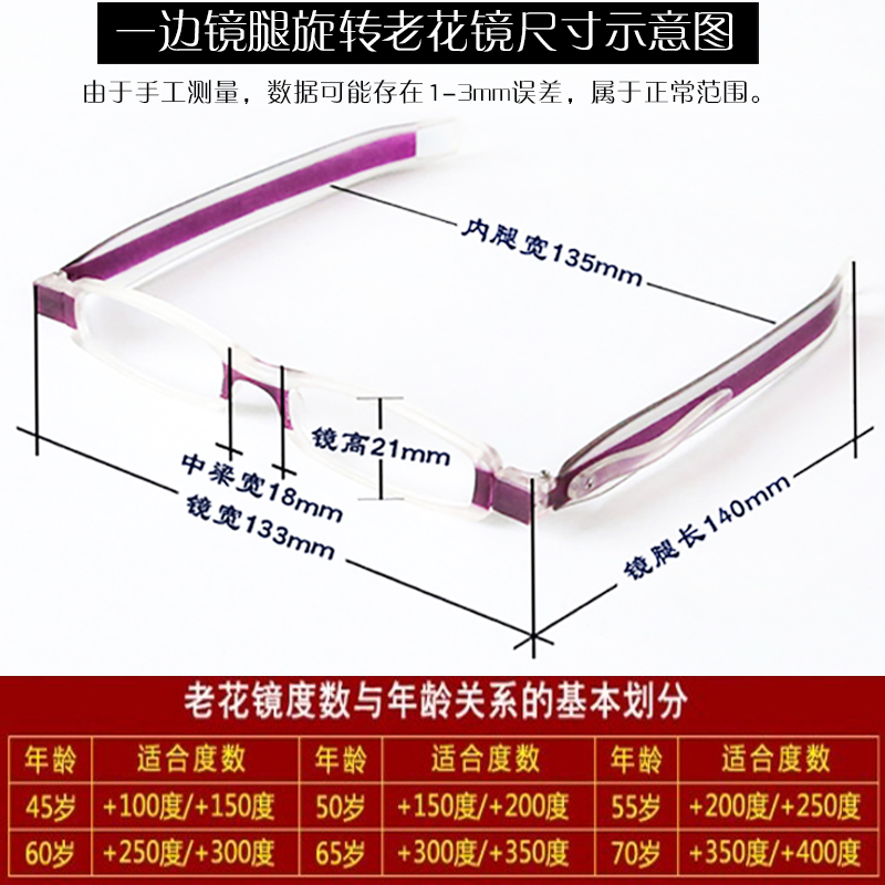 速发老花镜男女式360度旋转笔型时尚超轻老人清折叠偏携老花眼