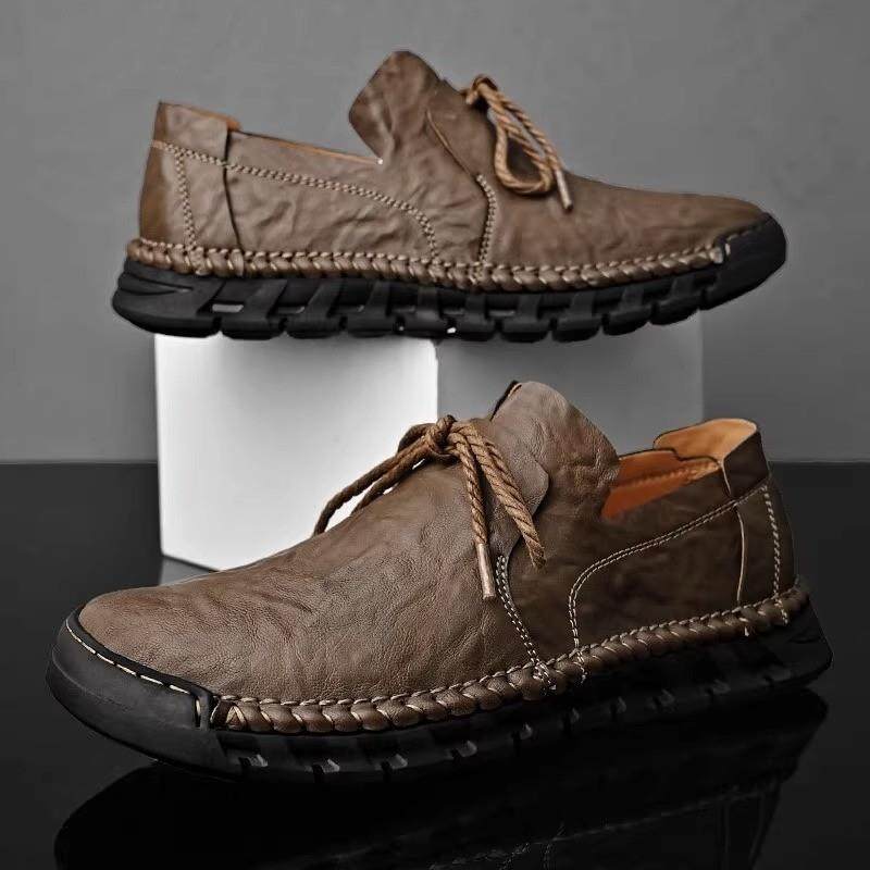 极速将肯(JIANGKEN)秋冬男鞋一脚蹬套脚简约开车鞋W男拼接百搭潮