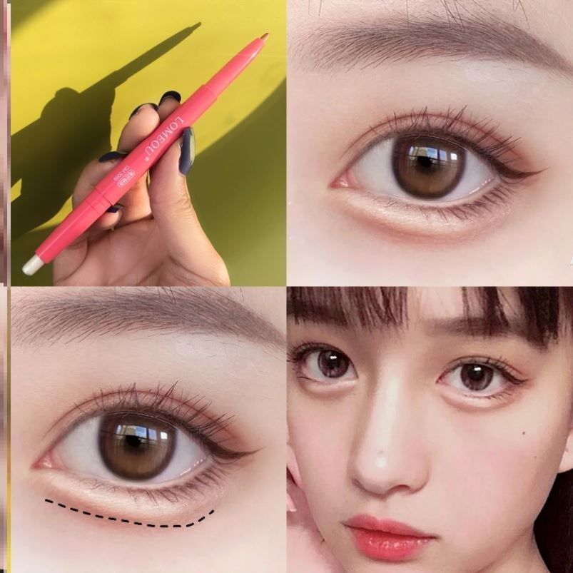 极速画卧蚕的笔女珠光卧蝉自然白色E眼线胶笔修容棒双头高光防水