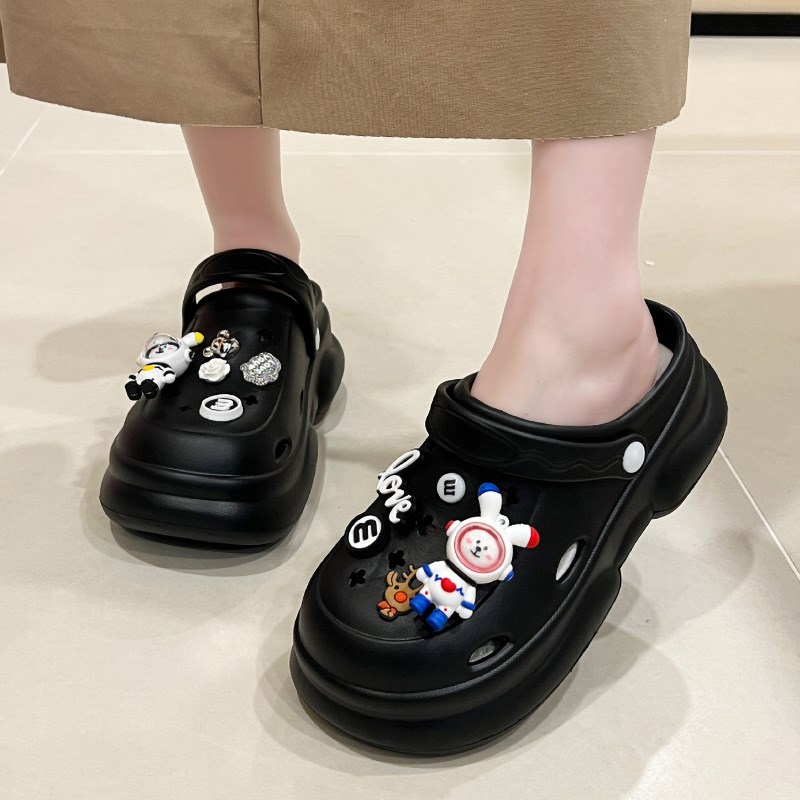 极速厚底洞洞鞋女款夏季外穿uins潮2025新款松糕增高跟沙滩凉鞋拖