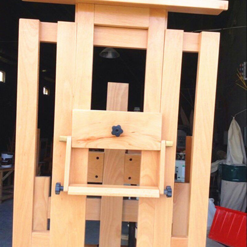 极速榉木制双摇秆画架实木大画架前倾F折叠国画大型落地双手摇杆