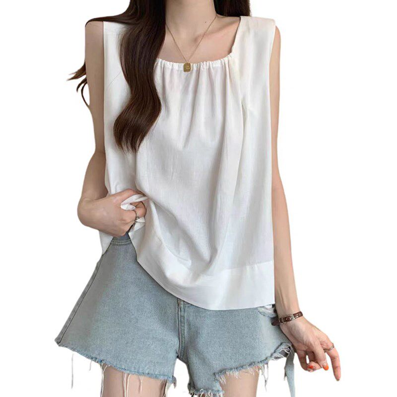 新品大码女装夏季新n款法式吊带背心女胖mm遮肚子显瘦外穿内搭简