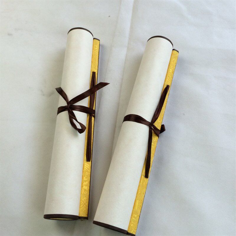 极速全绫装裱g四尺万年红空白宣纸五言七言对联挂轴立轴卷轴结婚