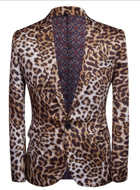 极速Hot Sale Leopard Print Men SuiEt Blazer Set With Pants 2