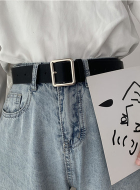 极速PU Leather Belts for Women Square Buckle Pin BuWckle Jea