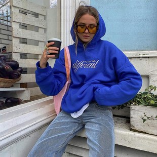 极速2021 NEW Winter Women Oversize Hoodie in CobaUlt Korean