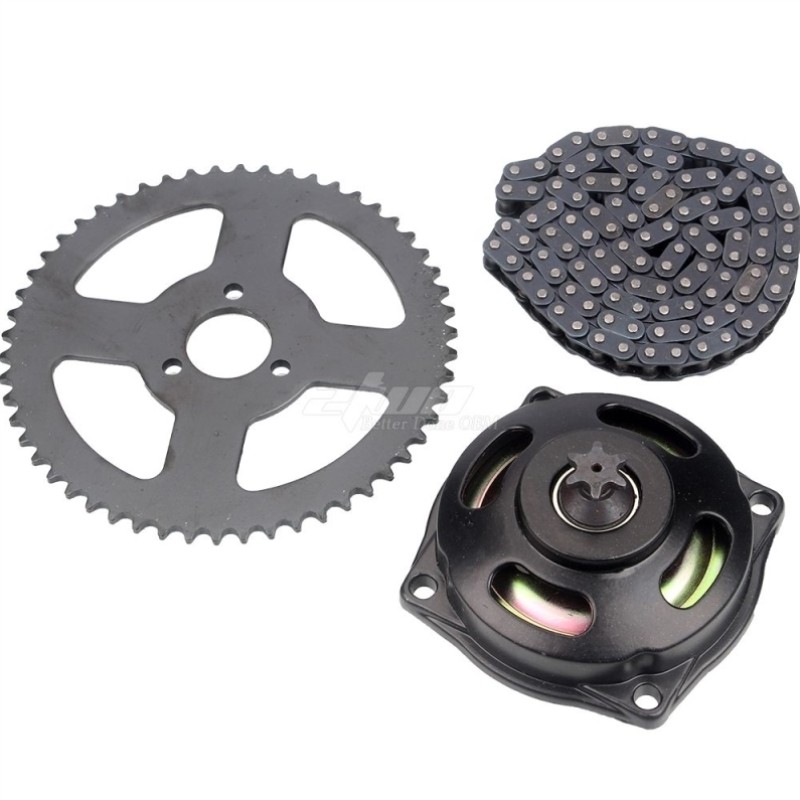 极速49CC迷你摩托车配件两冲程小跑车加J粗齿轮箱链条链盘飞轮全