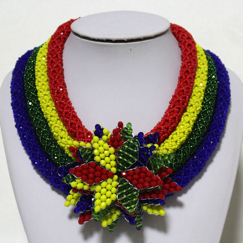 极速4UJewelfry Flowers African Jewelry Set Colorful 4 Layers