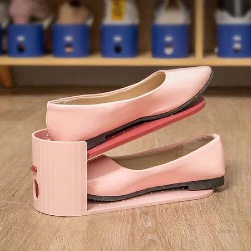 极速5Pcs Adjustjable Shoe Rack Double Layer Organizer Shoes