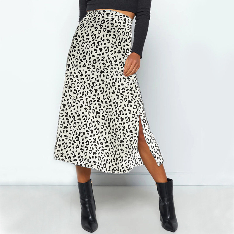极速2021 New Sexy Leopard Print Chiffon SplNit Skirt Casual