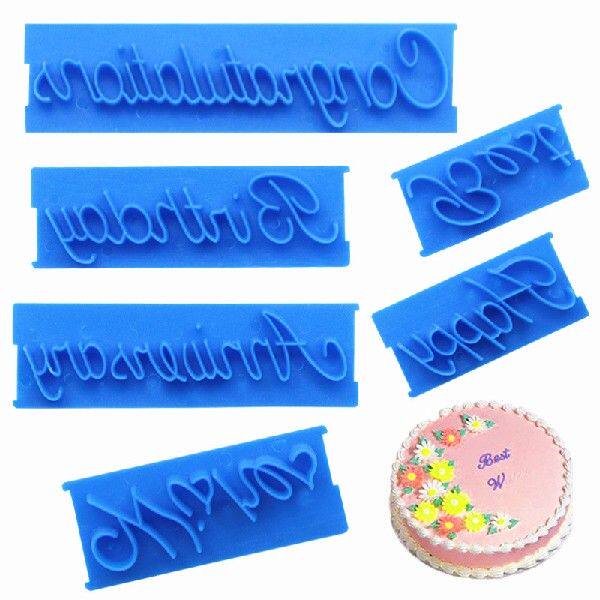 极速6pcs Fondant Mold Plastic Alphabet HandwritTing Embosser