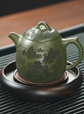 原矿紫砂绿泥秦权壶高档泡茶壶送礼品茶杯个人专用壶复古功夫茶具