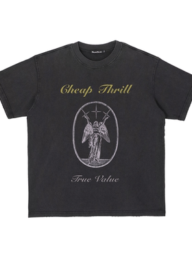 CENSMADE 水洗做旧美式女神像印花短袖T恤boxy短宽版型T恤vintage