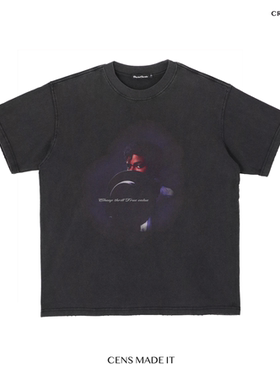 CENSMADE 水洗做旧美式迈克杰克逊印花短袖T恤boxy版型vintage