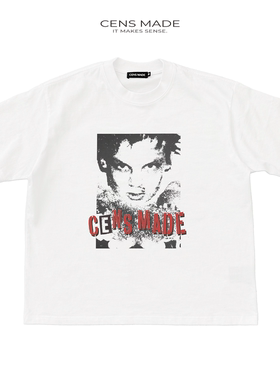 CENSMADE 26SS美式复古做旧punk印花Boxy短宽纯棉短袖体恤vintage