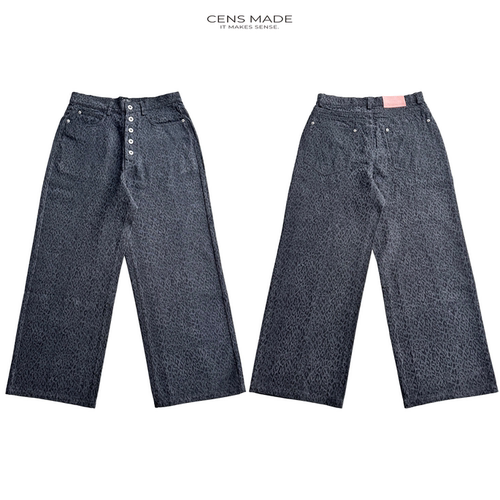 CENSMADE26SS黑色豹纹牛仔裤