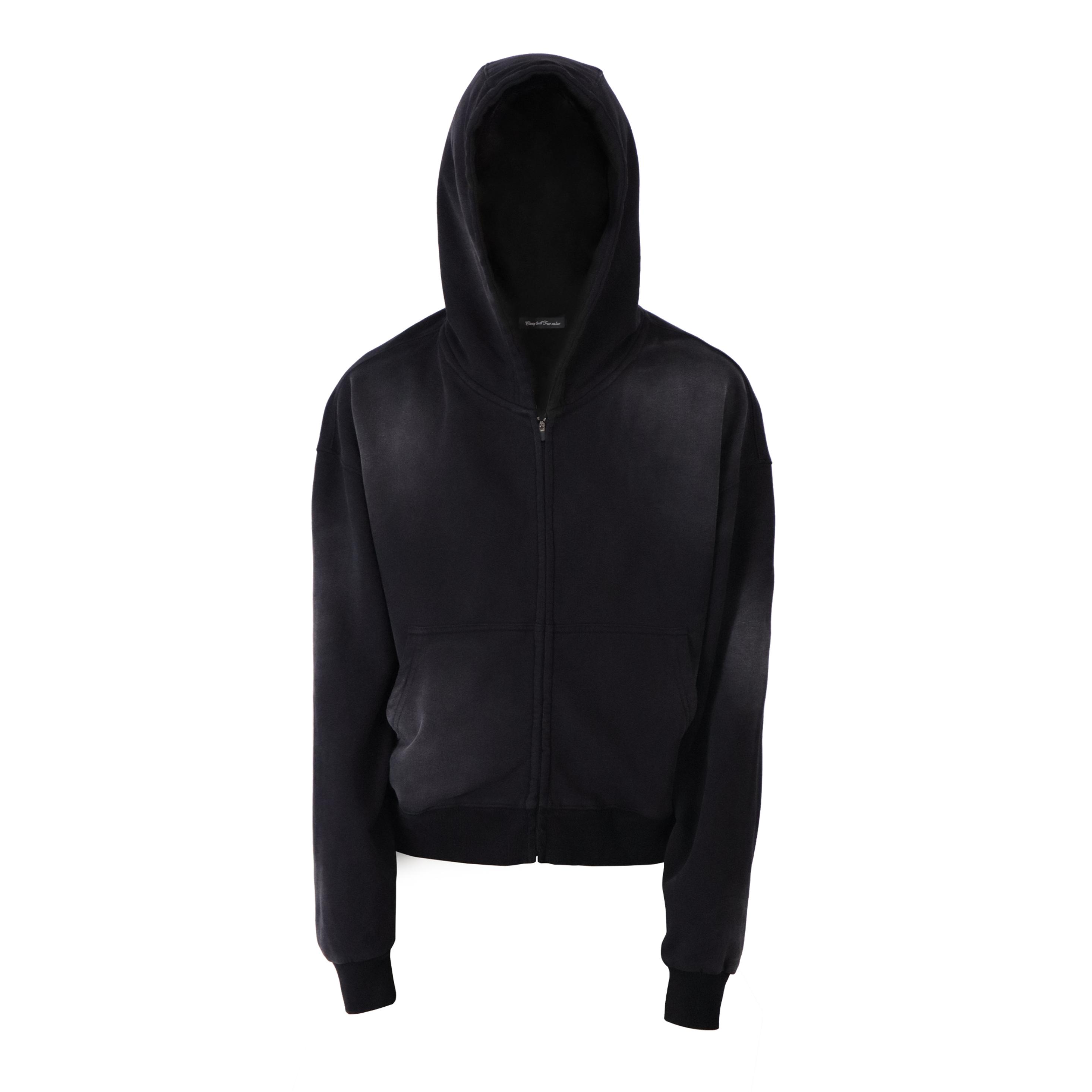 CENSMADE水洗做旧基础拉链卫衣