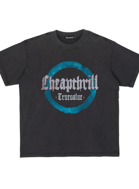 CENSMADE 水洗做旧印花美式短袖vintage做旧磨毛boxy版型短袖T恤