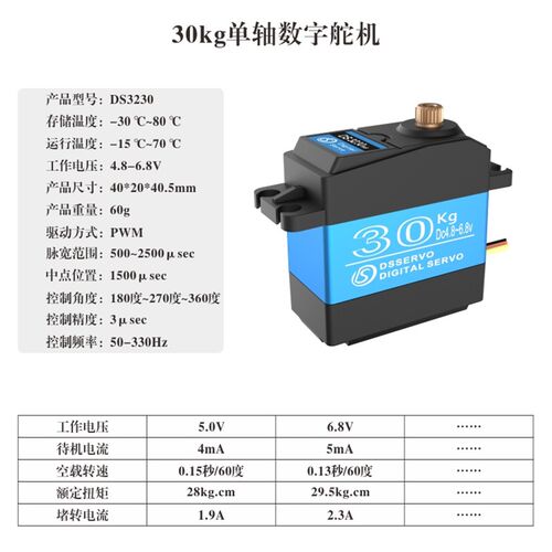 DS达盛DS3230数位舵机 大扭力伺服舵机 360度可编程机械手臂