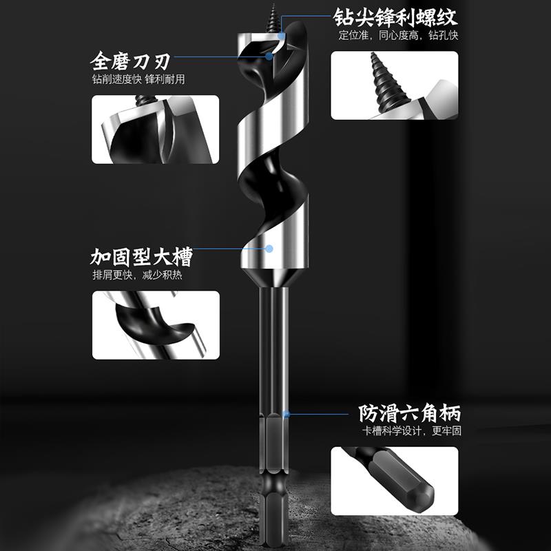 6.35六角柄木工支罗钻头电动扳手螺丝刀木板活树钻孔麻花钻开孔器
