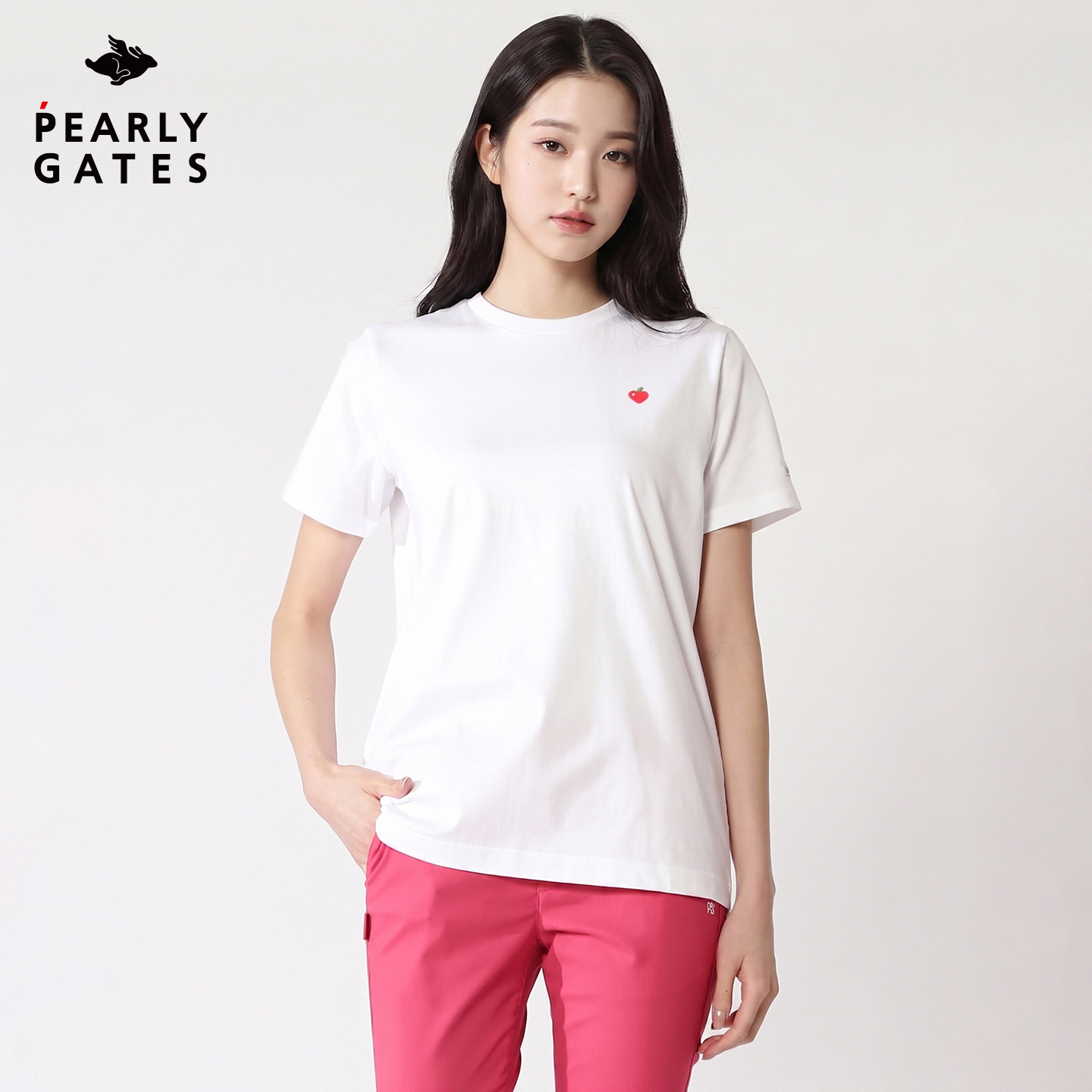 PearlyGates高尔夫女士夏季棉质圆领短袖T恤日本制运动短袖上衣