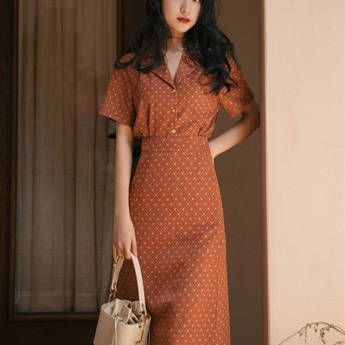 新品90复古港风女装80年代怀旧服装夏季布M拉吉连衣裙子70穿搭一