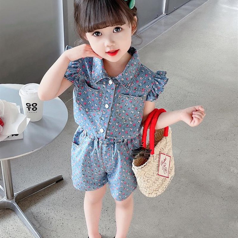 极速牛仔套装f女童2023夏季薄款时尚女孩新款时髦童装网红儿童休