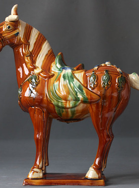 极速唐三彩d陶瓷马摆件捷足先登国礼大马工艺礼品客厅装饰品旺财
