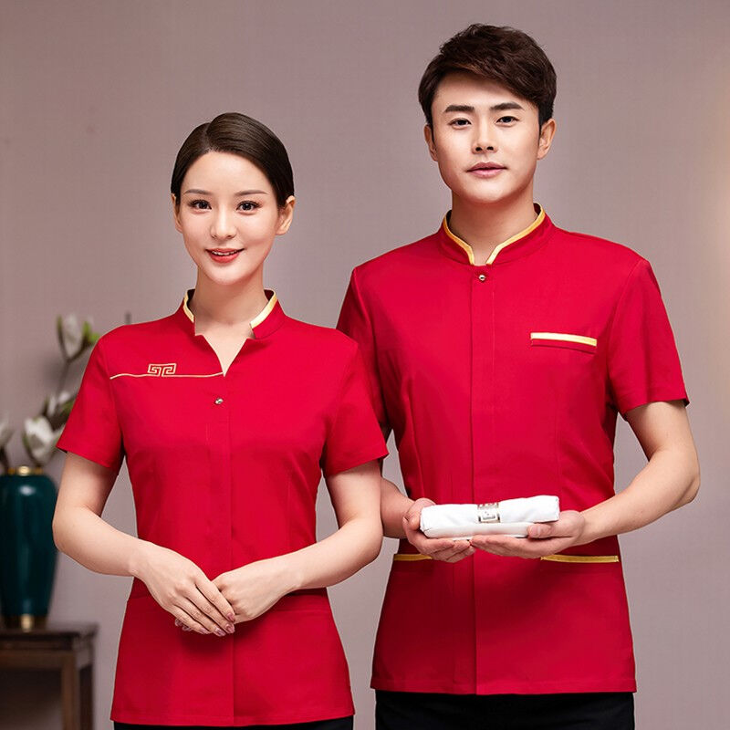 速发酒店工作服短袖餐饮火锅饭店男服务员工装制服夏季女定制女款
