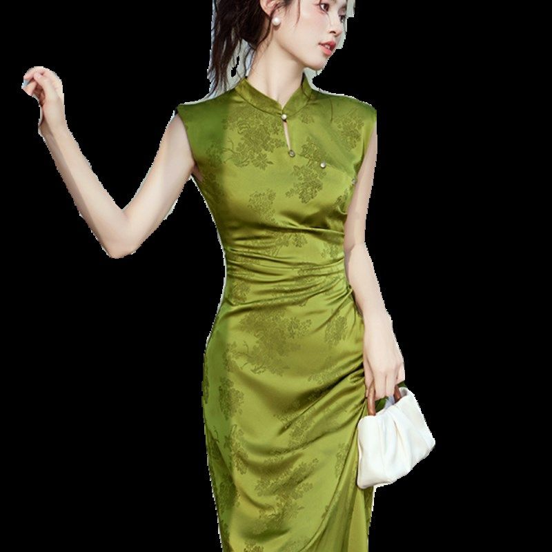 新品绿色苏州旗袍夏季宝宝周岁宴妈妈礼服新O中式百日宴女装满月图片