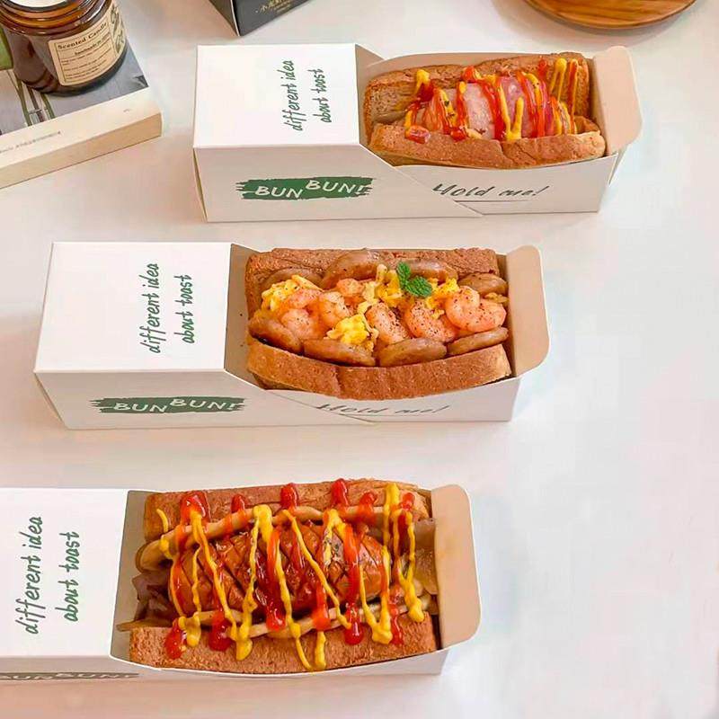 极速bun三明治包装盒qbox抽屉盒早餐一次性便当盒厚蛋吐司盒长方