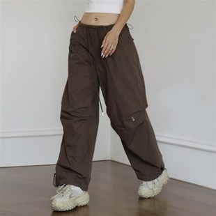 极速热爱或消亡 【跳伞裤】初秋新款透气美式辣妹V宽松束脚工装裤