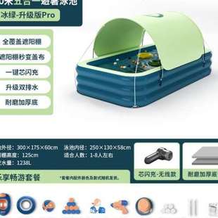 速发饰页家用户外带遮阳棚滑滑梯婴儿儿童可折叠大型自动充气游泳