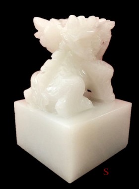 极速天然白玉麒麟印m章摆件手工雕刻新中式家居客厅玄关书房酒柜