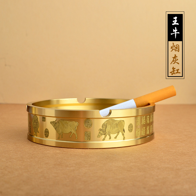 极速黄铜烟灰缸五牛铜工艺品办A公室纯铜摆件五虎创意铜制品金属