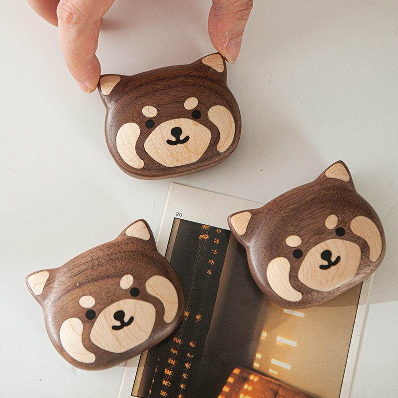 极速黑胡桃小浣熊动物冰箱贴卡z通可爱实木磁铁创意个性留言贴装