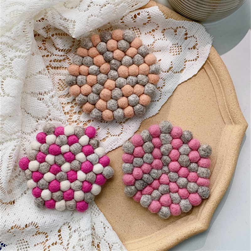 极速funny  羊毛毡咖啡茶水杯垫轻奢创意清新吸水隔热桌X面摆件in