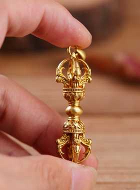极速黄铜尼泊尔工艺藏式五股金刚降魔杵吊坠M项链男女通随身个性