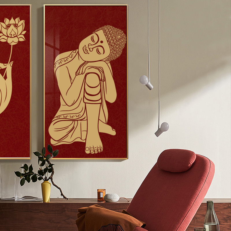 极速佛手莲花挂画东南亚泰式瑜伽馆养H生馆装饰画禅意佛像酒店会